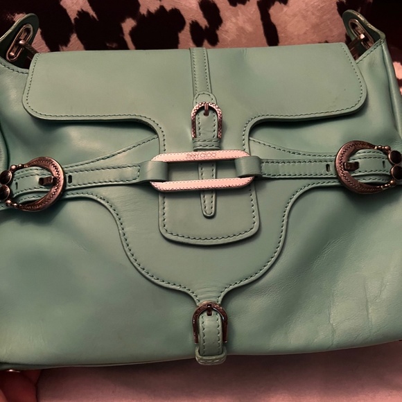 Jimmy Choo Turquoise Tulita Satchel Top Handle W/ Boho West Hardware--& Dust Bag - Picture 6 of 14